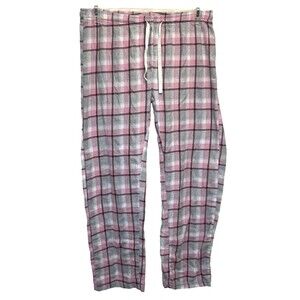 AC Woman’s Medium Pajama Bottoms Pink/Gray Plaid Draw String HM161201 Flaw!